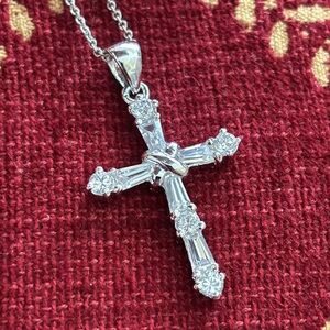 Sterling Silver CZ Cross Necklace